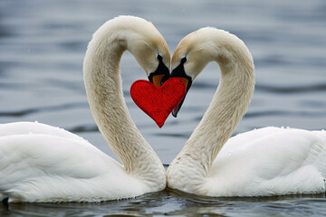 Obraz premium Happy Valentine Swans