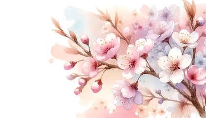 Design illustration highlighting the beauty of branches of cherry blossoms in spring. Use for greeting cards, invitations, banners, and presentations.