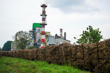 Sugarcane transport cart with full load of sugarcane harvest ready to be milled into sugar.