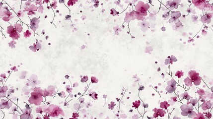  a watercolor painting of pink flowers on a white background with a place for a text or an image to put on a card.