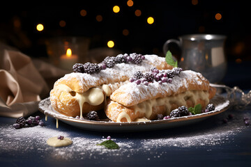 Cannoli are traditional food for Mardi Gras.