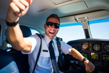 Happy pilot celebrating a successful flight