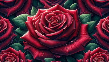 a captivating image of a red rose, focusing on intricate details and rich color. The velvety petals should be a deep, vibrant red, capturing the essence of passion and romance. Wallpaper background