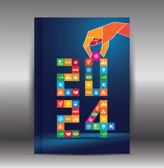 Sustainable Happy New Year 2024. Sustainable Development concept goals. Cover of business report 2024. Brochure design template, card, banner. Vector illustration.