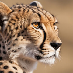 A photograph of a close-up on the piercing eyes of a cheetah. ai generative