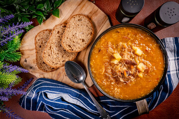 Traditional sour cabbage soup.
