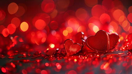 Obraz premium red hearts on a red background