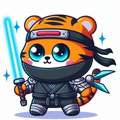 Fototapeta premium figure ninja tiger AI generative 