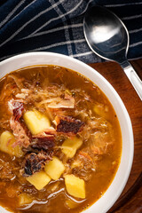 Traditional sour cabbage soup.