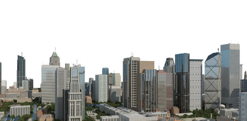 Fototapeta na wymiar City view with many high-rise buildings On a transparent background