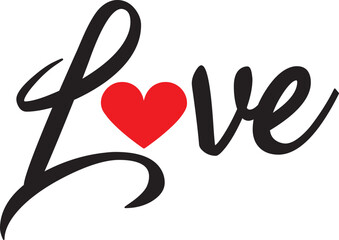 Valentine’s Day love typography text on plain white transparent isolated background for card, shirt, hoodie, sweatshirt, apparel, tag, mug, icon, poster or badge