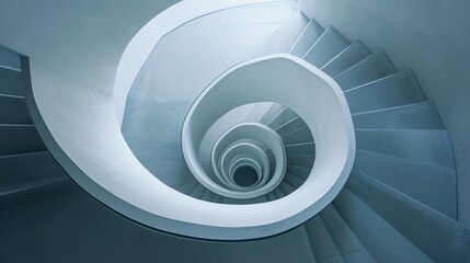  a close up of a spiral staircase with a light at the end of the stairs and a light at the end of the stairs.