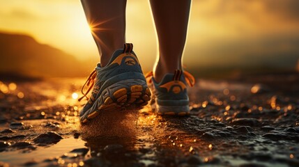 runner running on seaside beach on sunset, fitness runner during outdoor workout. Jogging at outdoors. running for exercise. fitness, silhouette, sunrise, exercise, fitness, health, generate by AI.
