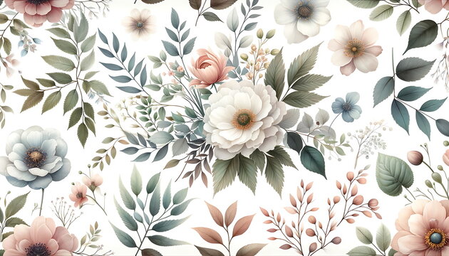 A watercolor of delicate flowers including multi flowers background wallpaper.