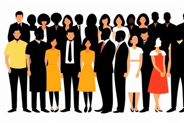 Businessman Businesswoman Silhouette People work co worker team group working meeting multicultural. Generated AI