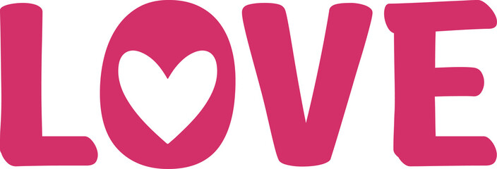 Valentine’s Day love typography text on plain white transparent isolated background for card, shirt, hoodie, sweatshirt, apparel, tag, mug, icon, poster or badge