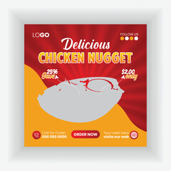 Fast food restaurant social media post design or web banner template square flyer