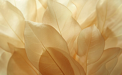 Nature abstract of flower petals, beige transparent leaves