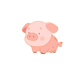 Vector illustration of cartoon pig isolated on white background