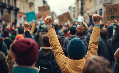 Photo a crowd of protesters people fighting for their rights