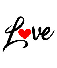 Valentine’s Day love typography text on plain white transparent isolated background for card, shirt, hoodie, sweatshirt, apparel, tag, mug, icon, poster or badge