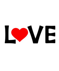 Valentine’s Day love typography text on plain white transparent isolated background for card, shirt, hoodie, sweatshirt, apparel, tag, mug, icon, poster or badge