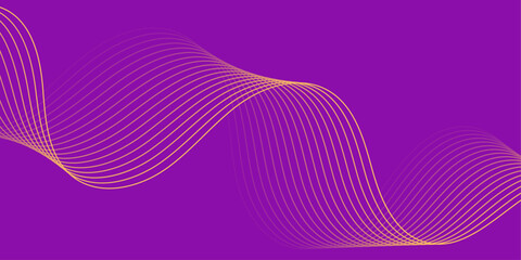 Abstract background with waves for banner. Medium banner size. Vector background with lines. Element for design isolated on purple. Purple and orange color. Brochure, booklet