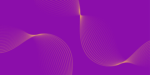 Abstract background with waves for banner. Medium banner size. Vector background with lines. Element for design isolated on purple. Purple and orange color. Brochure, booklet