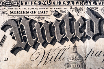 Vintage elements of paper banknotes.Bonistics.Fragment of 2 US dollar banknote for design purpose....