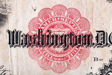 Vintage elements of paper banknotes.Bonistics.Fragment of 2 US dollar banknote for design purpose....