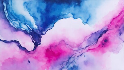 Dark Pink and blue abstract alcohol ink painting background