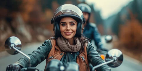 Poster Frau fährt Motorrad © Fatih