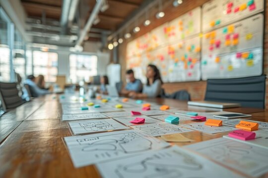 pins on the board. "Sticky Strategy: Brainstorms and Breakthroughs"