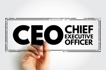 CEO Chief executive officer - highest-ranking person in a company, acronym text concept stamp