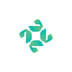 Fototapeta premium Abstract square cycle logo twisted green vector design