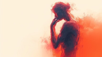 A human figure sits and thinks. Enjoys, warm color, sunset. Copy space for text. Meditation, yoga concept, relax, relaxation. 