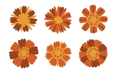 Abstract flowers vector clipart. Spring illustration.