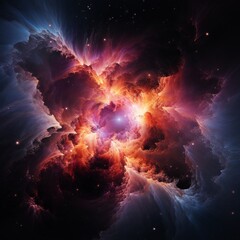 Nebula in space with orange color center AI Generated illustration