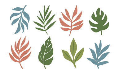 Abstract leaves vector clipart. Spring illustration.