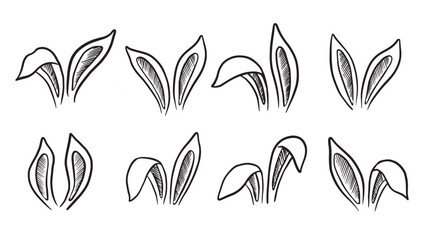 Set of rabbits's ears. Hand drawn illustration.	
