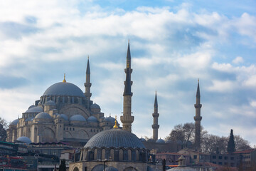 Islamic background photo. Suleymaniye and Rustem Pasa Mosques in Istanbul