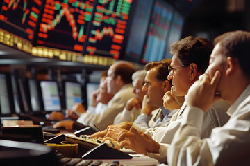 Fototapeta na wymiar Stock market, wallstreet, working stock brokers, stock market, betting on stocks