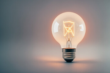 light bulb in a grey background representing idea and creative thinking