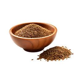 bowl of cumin, isolated on a white or transparent background, PNG, pile of cumin - obrazy, fototapety, plakaty