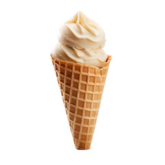 ice cream cone, vanilla waffle cone, ice cream cone isolated on white, or transparent background PNG
