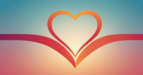 Heart logo, in an abstract style using warm shades of red and orange. The image style is minimalistic and modern. Associations of the logo with warmth, peace and health.