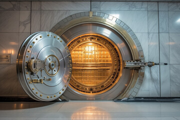 Open Vault Door Revealing Gold Interior