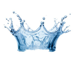 water splash isolated on white, and transparent png, water as a crown splash, water is king concept.