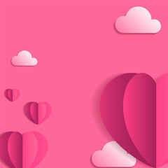 background with hearts and cloud