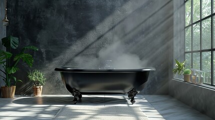 A steam bath tub in modern bathroom with a big copy space, Generative AI. - obrazy, fototapety, plakaty